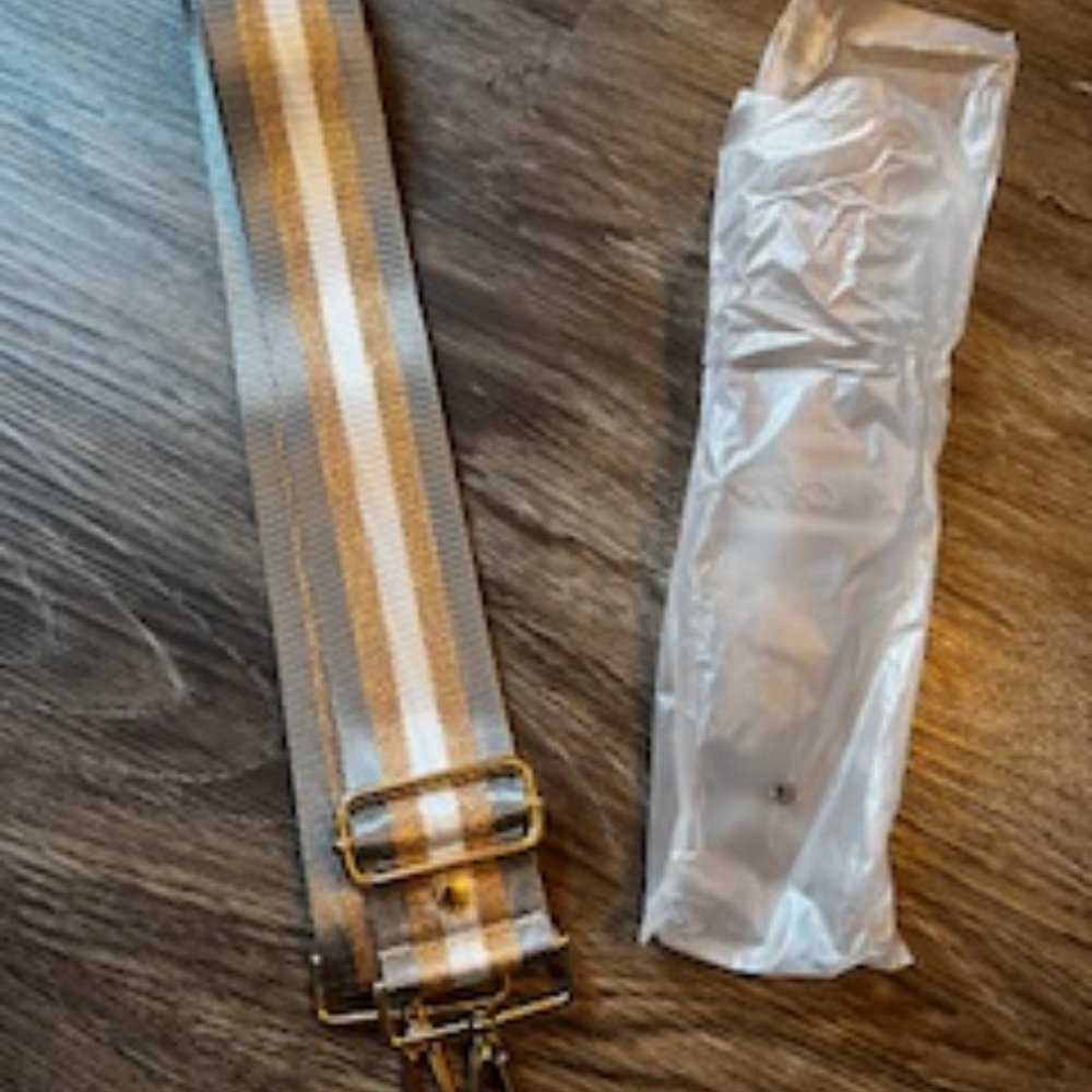 Crossbody Bag Guitar Strap, Pom Pom London Purse Strap- Charcoal Metallic